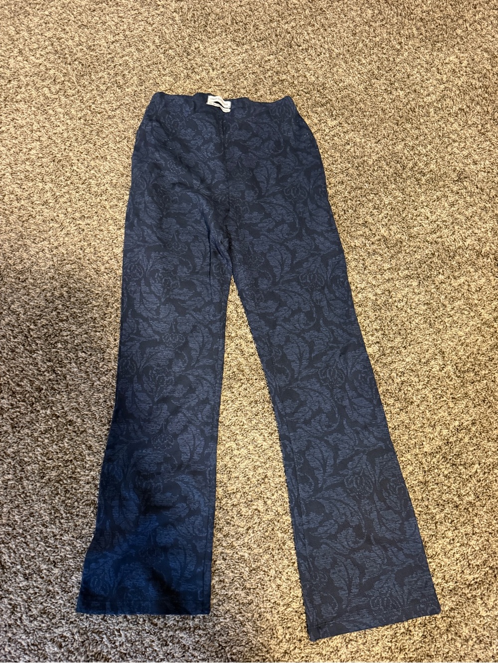 Urban Outfitters Dark Blue Floral-Jacquard Bootcut Pants